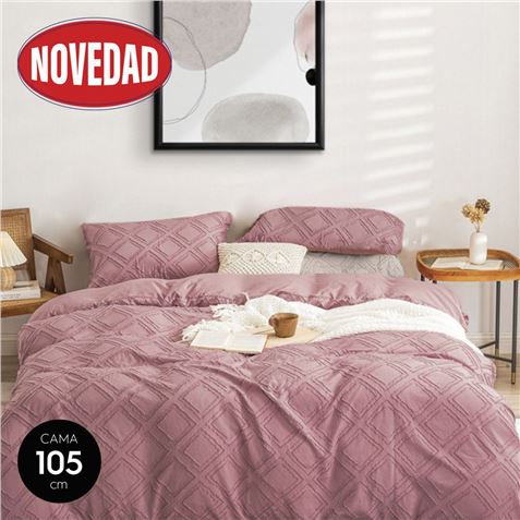COLCHA DE CAMA ROMBOS ROSA 200X265CM RELLENO 90GR/M2 HBS - 5070774072