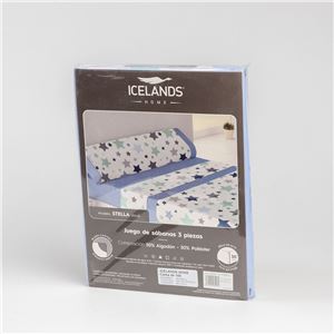 JUEGO DE SABANAS CAMA 90CM ESTRELLAS AZUL HBS - 5061780521-1