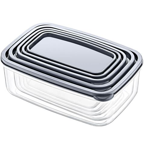 SET 5 TUPPER RECTANGULARES GRIS 330-530-850-1300-2100ML - 04134-1