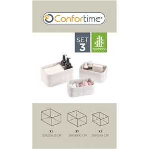 SET 3 CESTAS BAMBU WHITE CONFORTIME - BY01019374252-2