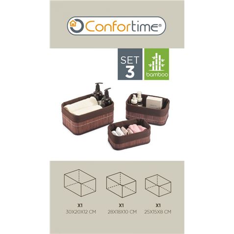 SET 3 CESTAS BROWN BAMBU CONFORTIME - BY01019374253-2