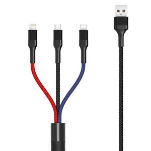 REAC. CABLE NB54 CARGA RAPIDA | MICRO + TIPO C + LIGHTNING A USB XO