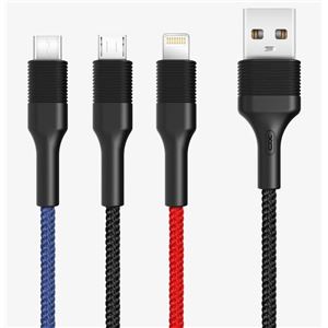 REAC. CABLE NB54 CARGA RAPIDA | MICRO + TIPO C + LIGHTNING A USB XO - XONB54-2