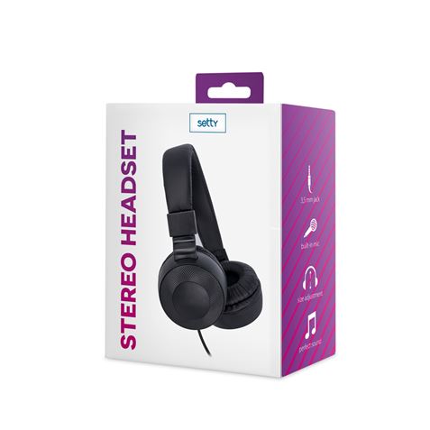 AURICULARES DIADEMA CON CABLE MINI JACK NEGROS SETTY - GSM041706-1