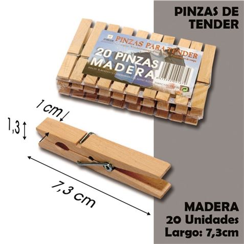 TRABA / PINZA TENDER LA ROPA MADERA 20 PIEZAS