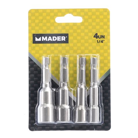 JUEGO DE 4 LLAVES DE VASOS MAGNÉTICO 1/4" MADER - 51192-2
