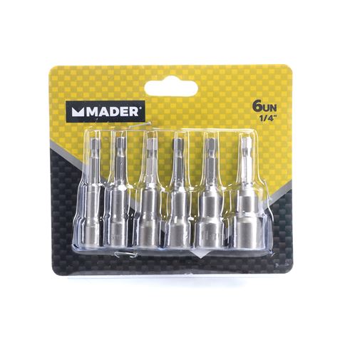 JUEGO DE 6 LLAVES DE VASOS MAGNÉTICO 1/4" MADER - 51189-2