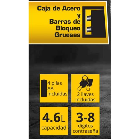 CAJA FUERTE 4.6 LITROS NEGRA KIWI - 953KHSB8800-1