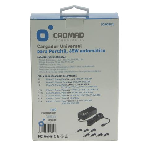 REACONDICIONADO CARGADOR UNIVERSAL AUTOMÁTICO 65W CROMAD - CR0801-2 (4)