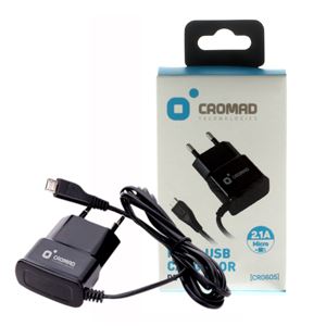 CARGADOR DE CORRIENTE MICRO USB 2.1A NEGRO CROMAD - CR0605