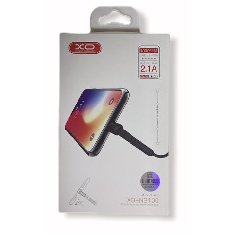 CABLE NB100 ANTI ROTURA ACODADO LIGHTNING A USB BLANCO 1 METRO XO - XONB100COMUN