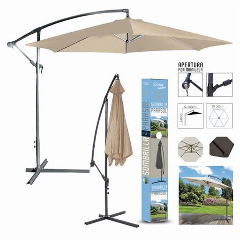 SOMBRILLA PARASOL 300CM BEIGE URBAN LIVING - 23917