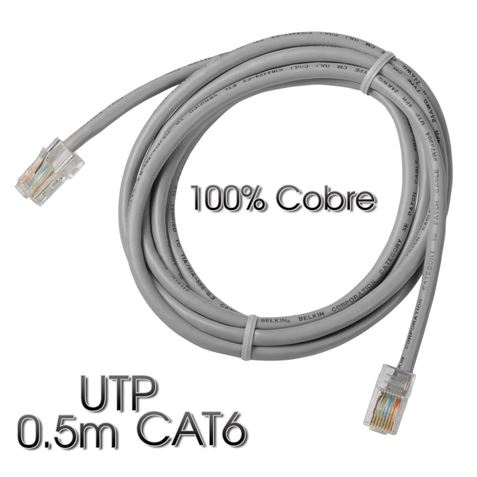 CABLE DE RED UTP CAT 6 0.5M GRIS CLARO 100% COBRE CROMAD - CR0522