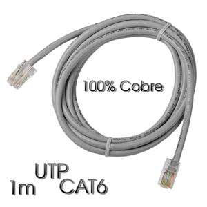 CABLE DE RED UTP CAT 6 1M GRIS CLARO 100% COBRE CROMAD - CR0523