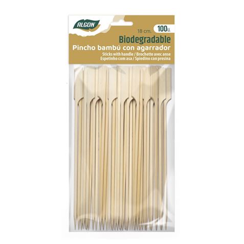 PACK 100 PINCHOS BAMBU CON AGARRADOR 18CM - BA01019175220.