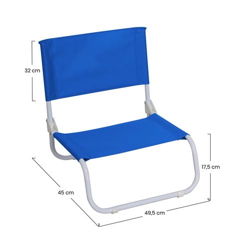 SILLA BAJA DE PLAYA POLIESTER AZUL ACERO BLANCO - 76120-2