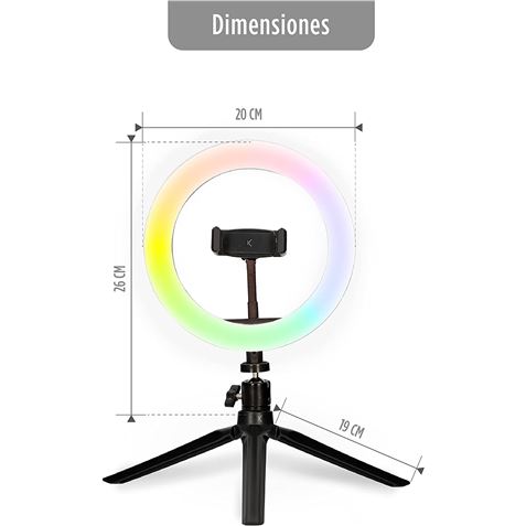 ARO DE LUZ RGB CON TRIPODE 1000 LUMENS KSIX - 8427542114613-1