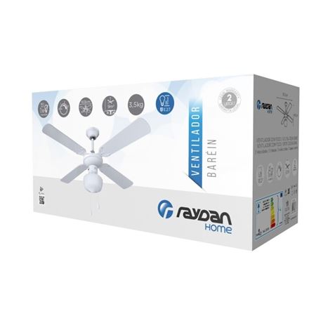 VENTILADOR DE TECHO BLANCO CON LAMPARA 4ASPAS 3VEL - 23036-1