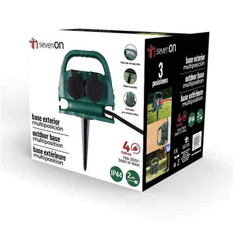 BASE MULTIPLE 4 TOMAS CON TAPA IP44 CABLE 2 METROS - 08082-1