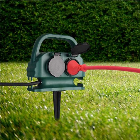 BASE MULTIPLE 4 TOMAS CON TAPA IP44 CABLE 2 METROS - 08082-2