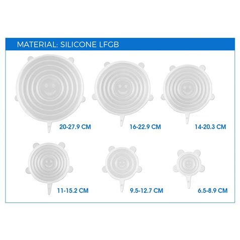 SET 6 TAPAS SILICONA ADAPTABLES QUTTIN - BY01019972424-1