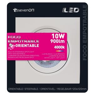 FOCO LED CUADRADO EMPOTRABLE ORIENTABLE 38º 10W SEVEN ON