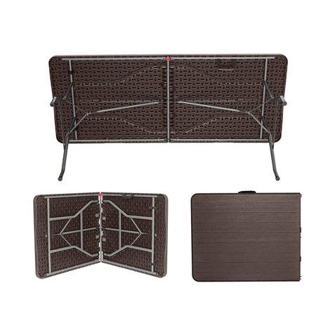 MESA PLEGABLE RECTANGULAR EFECTO MADERA 180x74x74cm - 76133-1