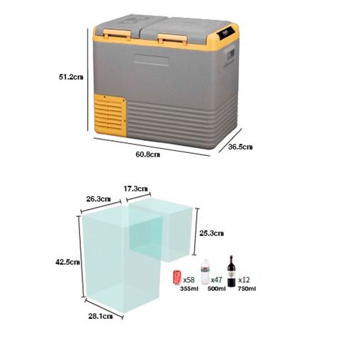 NEVERA PORTATIL CON COMPRESOR 40 LITROS DOBLE ZONA MUVIP - MV0512ESP