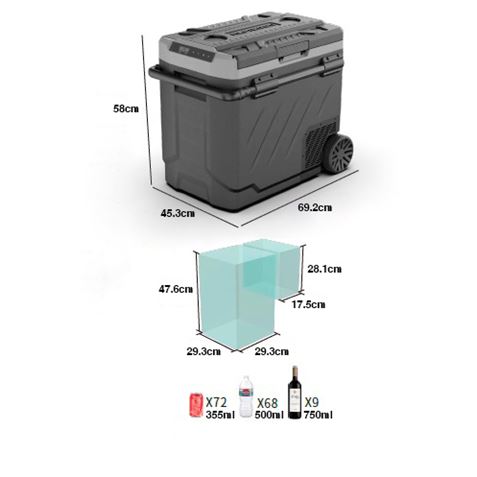 NEVERA DE COMPRESOR PORTATIL CON RUEDAS 58 LITROS 60W DOBLE ZONA MUVIP - MV0518ESP