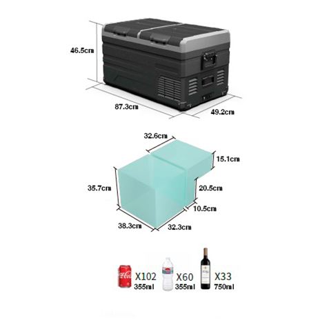 NEVERA PORTATIL CON COMPRESOR LG 72 LITROS DOBLE ZONA MUVIP - MV0513ESP