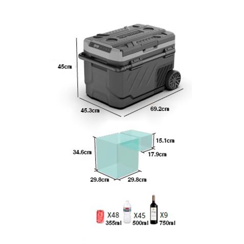 NEVERA DE COMPRESOR PORTATIL CON RUEDAS 40 LITROS 60W DOBLE ZONA MUVIP - MV0516ESP