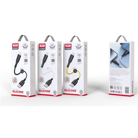 CABLE NB247 CARGA RAPIDA USB - LIGHTNING | 6A | 25CM CON CLIP | BLANCO XO - XONB247LGWH-1