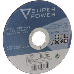 DISCO ABRASIVO INOX CORTE 115 MM SUPER POWER - 48300