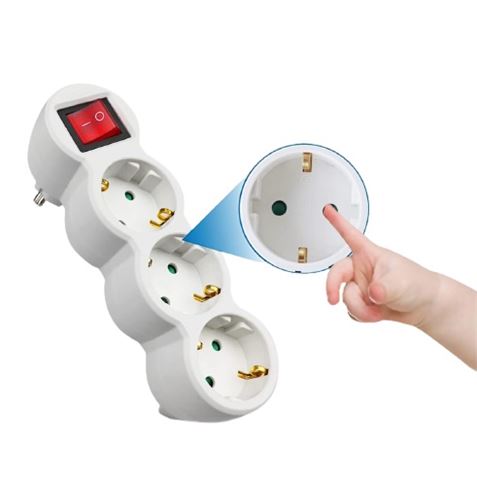 BASE MULTIPLE 3 TOMAS CON INTERRUPTOR ELBAT - EB0492-3