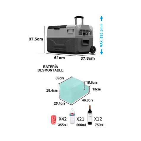 NEVERA DE COMPRESOR PORTATIL CON RUEDAS 30 LITROS 45W MUVIP - MV0464ESP