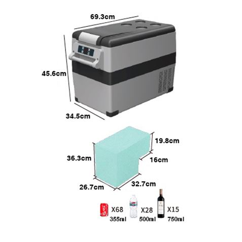 NEVERA DE COMPRESOR PORTATIL 40 LITROS 55W MUVIP - MV0467ESP