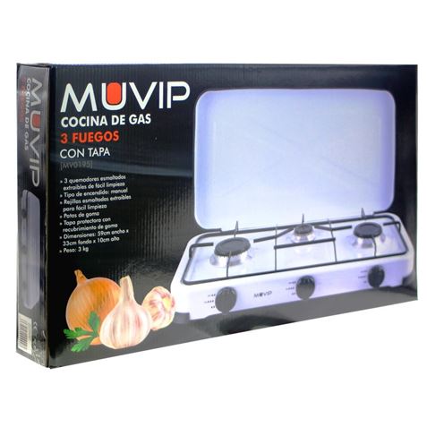 COCINA DE GAS 3 FUEGOS BLANCA MUVIP - MV0195-4