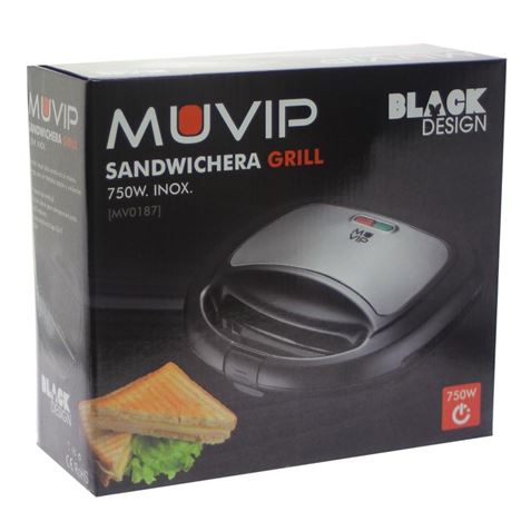 SANDWICHERA INOX GRILL 750W NEGRA MUVIP - MV0187-2