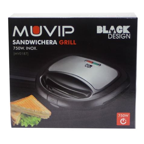SANDWICHERA INOX GRILL 750W NEGRA MUVIP - MV0187-3