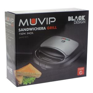 REACONDICIONADO SANDWICHERA INOX GRILL 750W NEGRA MUVIP - MV0187-2