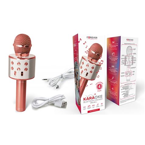MICROFONO KARAOKE BLUETOOTH BMS-300 LITE ROSE GOLD FOREVER - GSM116524-1