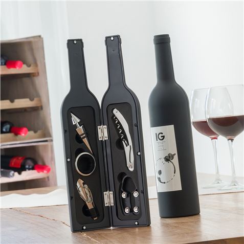 ESTUCHE ACCESORIOS VINO FORMA BOTELLA - 90944-4