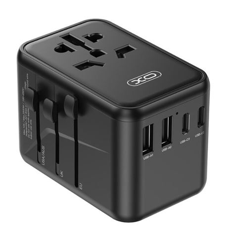 ADAPTADOR UNIVERSAL DE VIAJE 65W 3 X TIPO C + 2 X USB XO - XOWL22-1