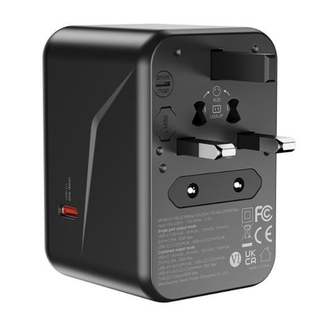 ADAPTADOR UNIVERSAL DE VIAJE 65W 3 X TIPO C + 2 X USB XO - XOWL22-2