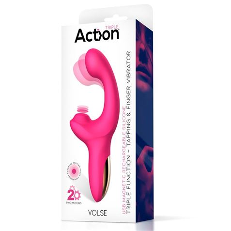 VIBRADOR CON ESTIMULADOR PUNTO G Y SUCCIONADOR ACTION VOLSE - 8436615002528-3