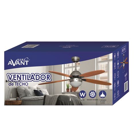 VENTILADOR DE TECHO GRIS / MADERA 132CM 60W AVANT - AV7743-1