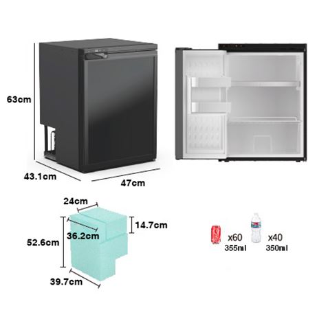 NEVERA FIJA CON COMPRESOR LG 12V 65 LITROS 60W MUVIP - MV0470ESP