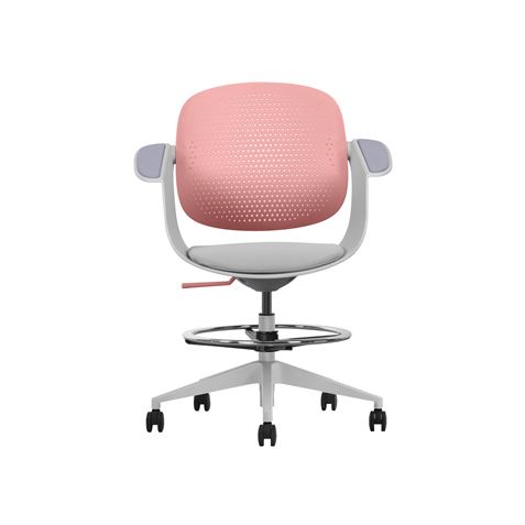 SILLA / TABURETE DE OFICINA TOP WORK ROJO CROMAD - CR1155-1