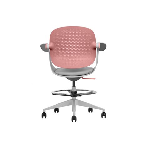 SILLA / TABURETE DE OFICINA TOP WORK ROJO CROMAD - CR1155-2
