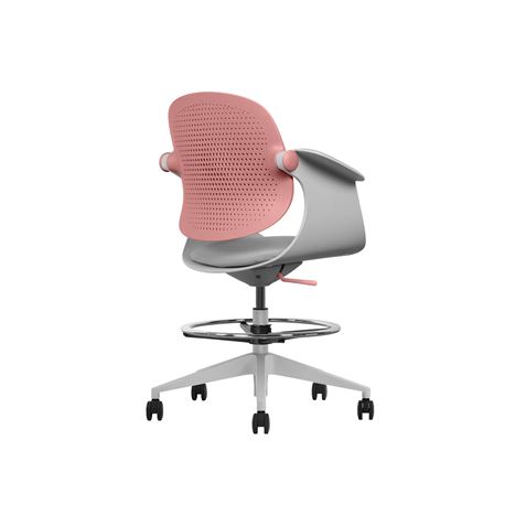 SILLA / TABURETE DE OFICINA TOP WORK ROJO CROMAD - CR1155-4